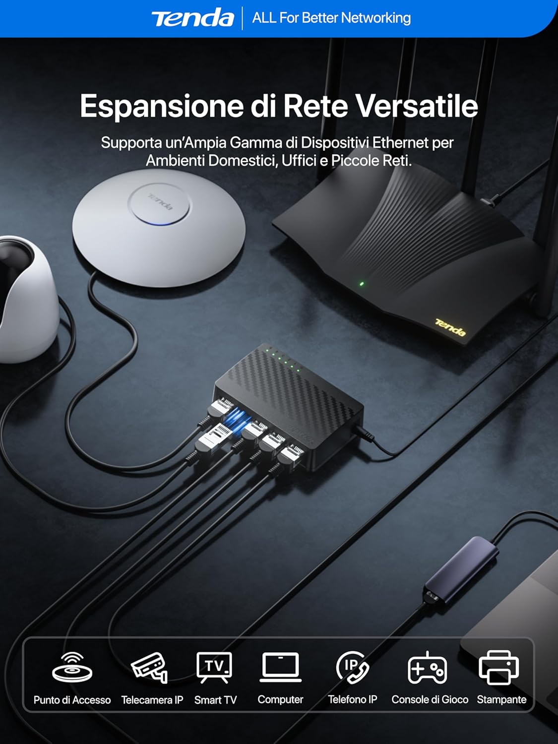 Thumbnail 6 de Tenda SG105 V4.0: Switch Gigabit a 5 Porte, design mini e Plug & Play