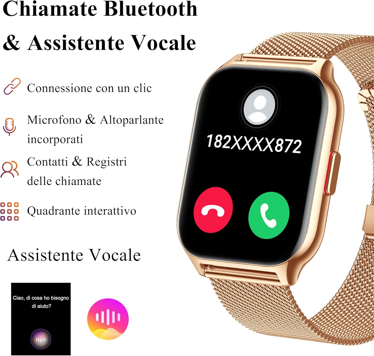 Thumbnail 1 de Popglory Smartwatch uomo/donna con chiamate Bluetooth, SpO2, pressione e 100+ modalità sportive (compatibile iOS/Android)