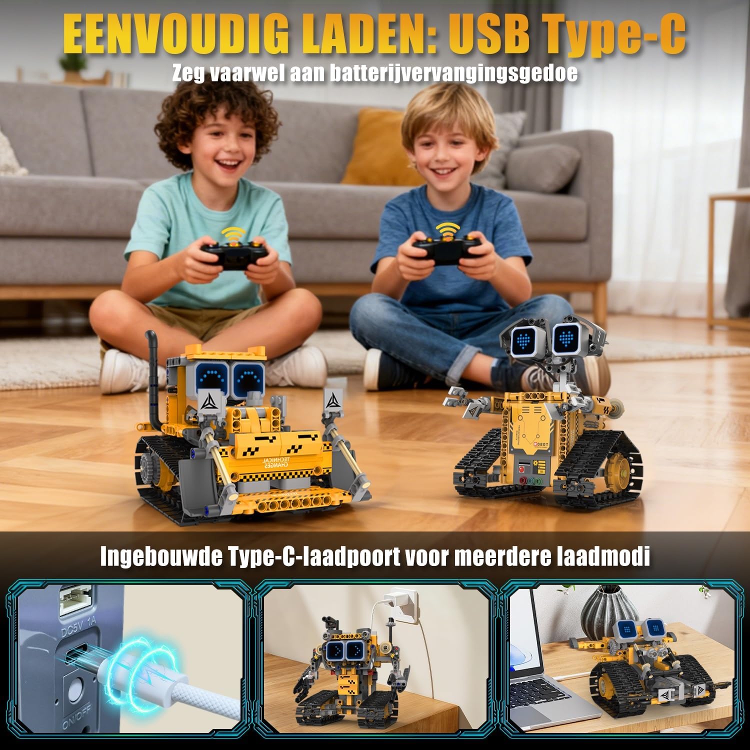 Detalle 2 de PENGBU RC K96228 5-in-1 bouwrobot met app, afstandsbediening en 16 led-uitdrukkingen