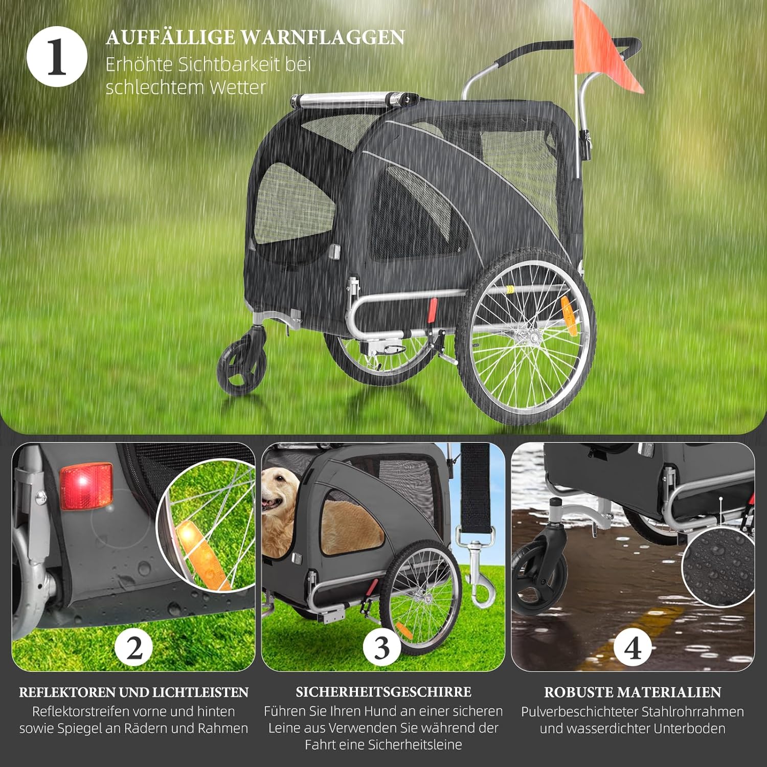 Detalle 2 de Fiximaster XL 2-in-1 Hundeanhänger & Jogger mit Handbremse, Hunde bis 40 kg