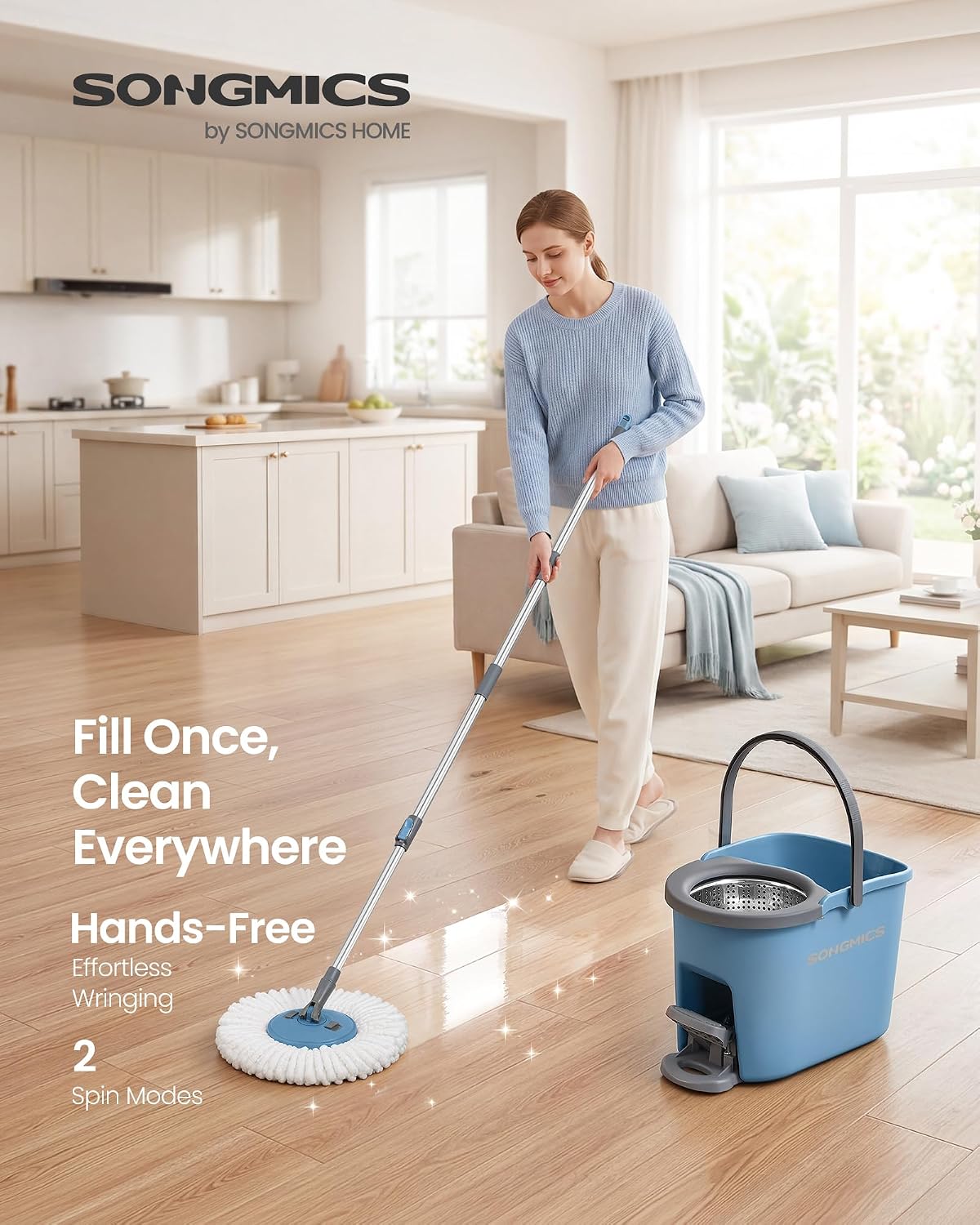 Detalle 2 de SONGMICS Spin Mop and Bucket Set ULMB002QT04