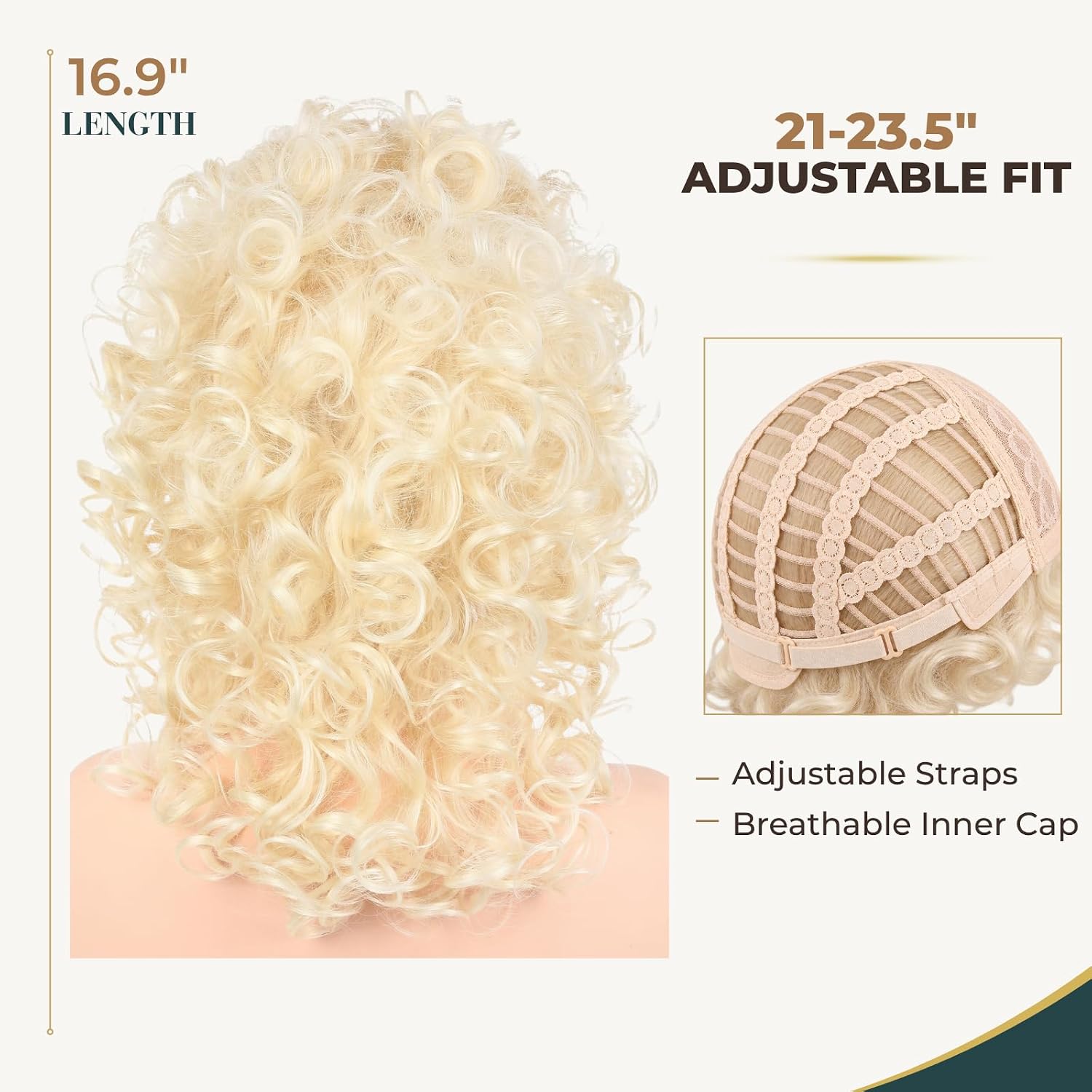 Thumbnail 6 de AMZCOS Big Blonde Curly Wig for Women, Heat-Resistant Synthetic Fiber