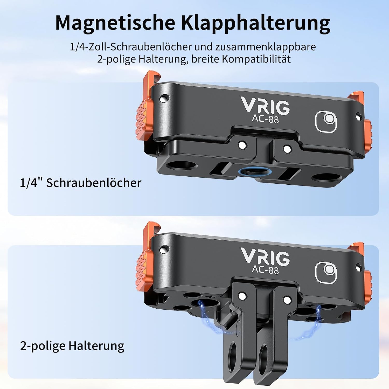 Thumbnail 2 de VRIG Magnetischer Schnellspanner-Adapter für Insta 360 GO Ultra – Aluminium, 1/4-Zoll, mit USB-C Ladeport