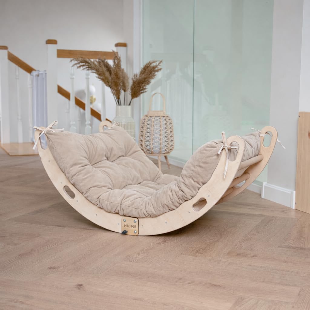 Detalle 2 de MAMOI Palestra Bambini Arrampicata con Tappetino – Arco in legno, robusta struttura e design naturale