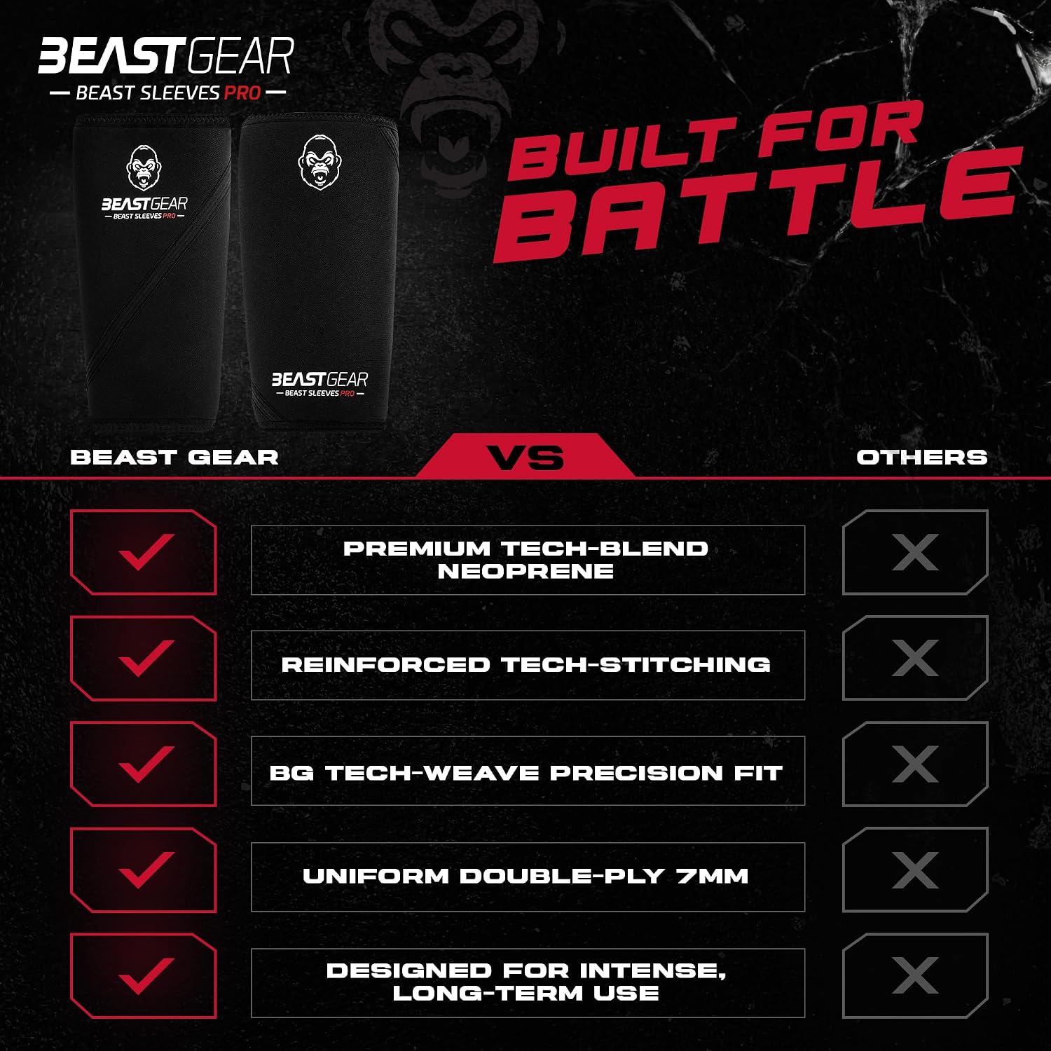 Thumbnail 4 de Beast Gear Sleeves Pro 7mm Knee Sleeves