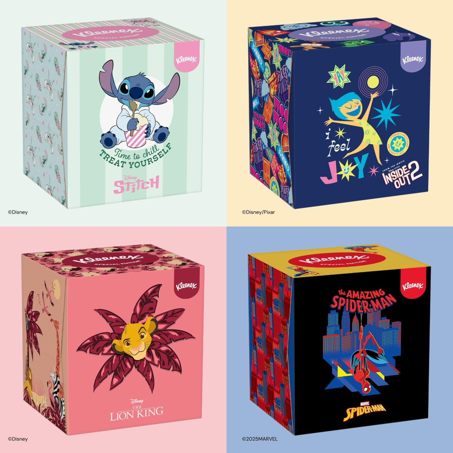 Detalle 2 de KLEENEX Mouchoirs boîte cubique Disney – 12 boîtes, 48 mouchoirs chacun
