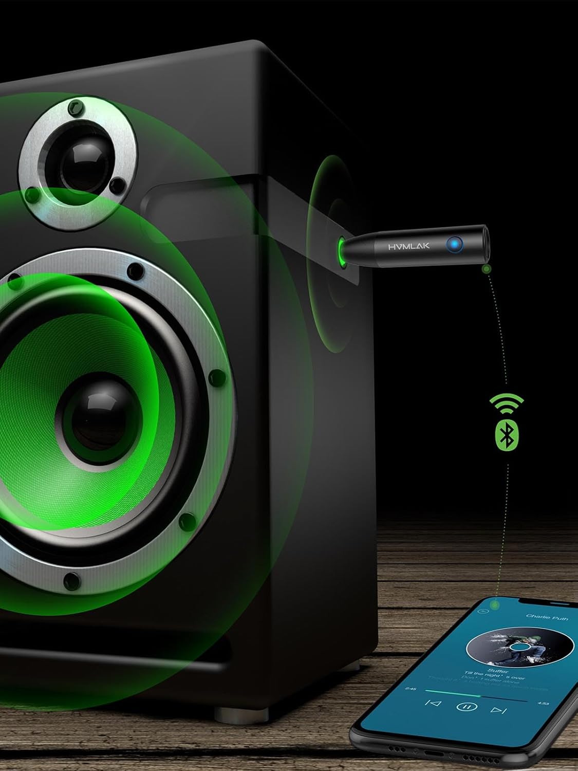 Detalle de HVMLAK Aux Bluetooth Adapter Auto – Bluetooth 5.4, Klinke 3,5, Mikrofon & CD-Klangqualität