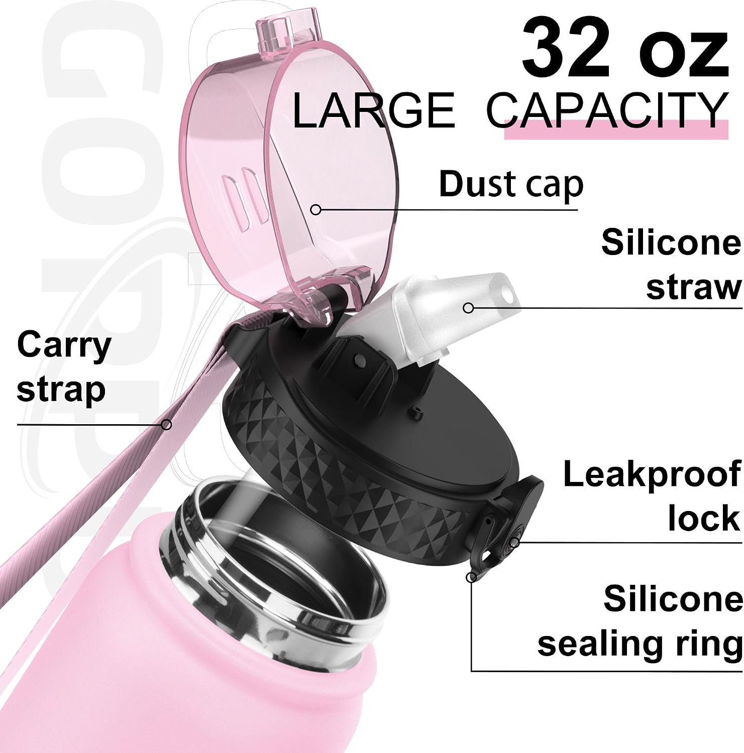 Thumbnail 2 de GOPPUS 1L Stainless Water Bottle with Straw