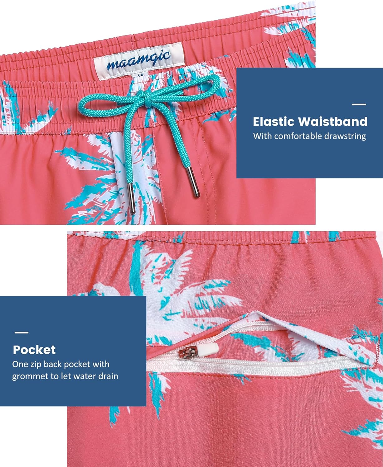Thumbnail 2 de Maamgic Men’s 5-Inch Stretch Swimming Shorts with Compression Liner (Swim Trunks)