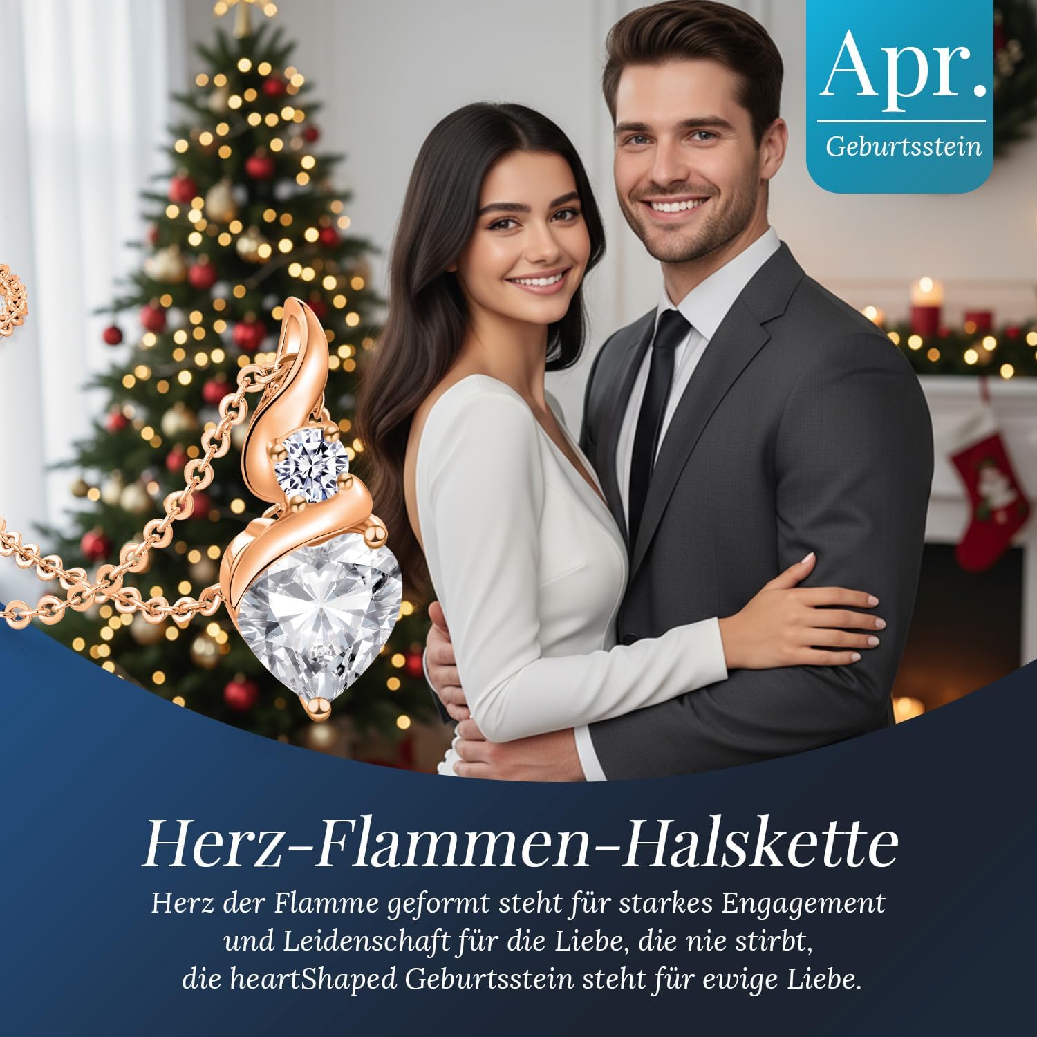 Thumbnail 2 de Louisa Secret Infinity Herz Kette – Anhänger mit Geburtsstein, 925 Sterling Silber, Roségold plattiert