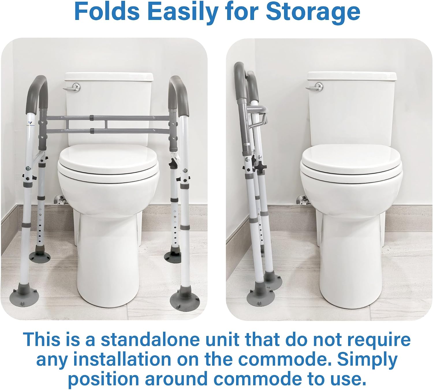 Detalle de Vaunn 10710-OG Adjustable Toilet Safety Rail, Foldable Steel Frame