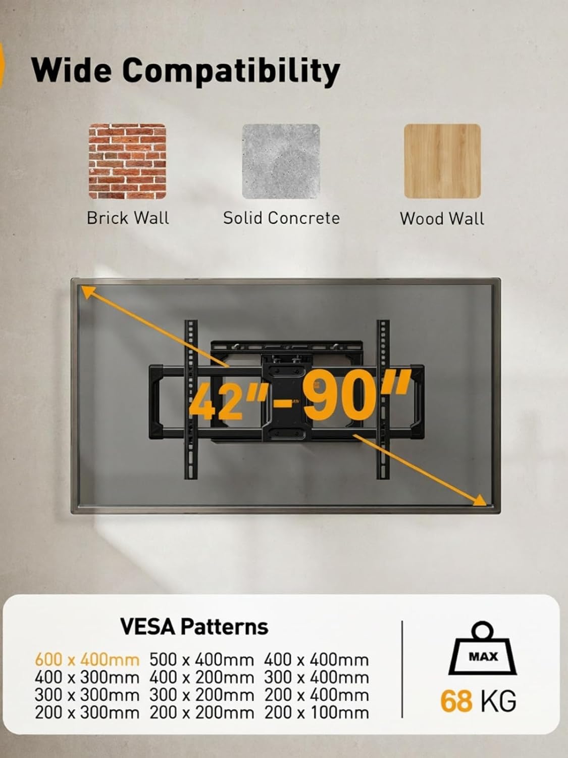 Thumbnail 1 de Perlegear PGLF8 supporto TV Full-Motion 42–85" fino 60 kg