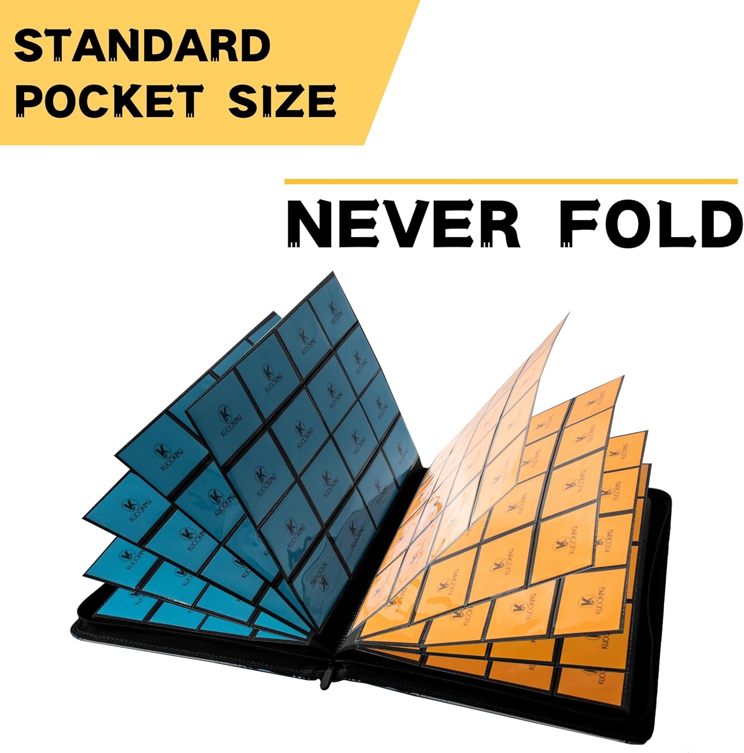 Thumbnail 1 de KUOOKING 1000+ Pockets Trading Card Binder (16 Pockets) — Zippered Binder for MTG, Sports Cards & Standard-Size Sleeves, Black