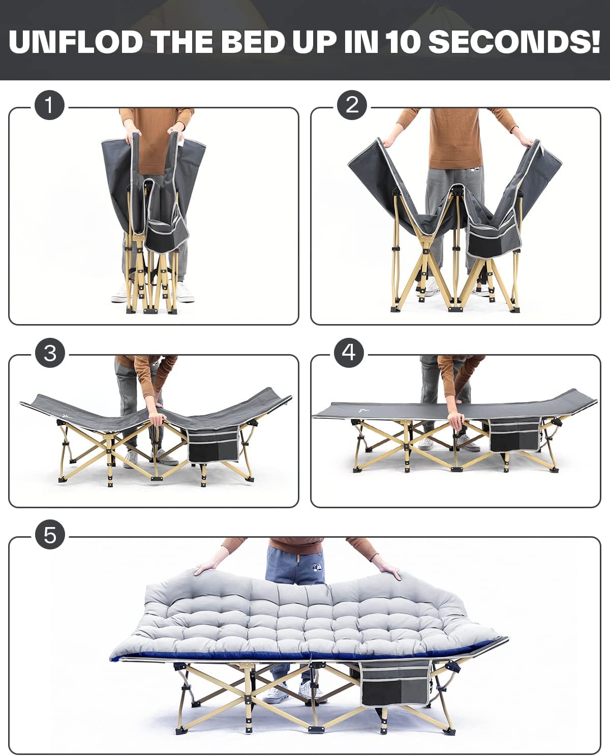 Thumbnail 3 de Sportneer Feldbett mit Matratze – Klappbett (71/81 cm Breite) bis 204 kg, mit Aufbewahrungstasche