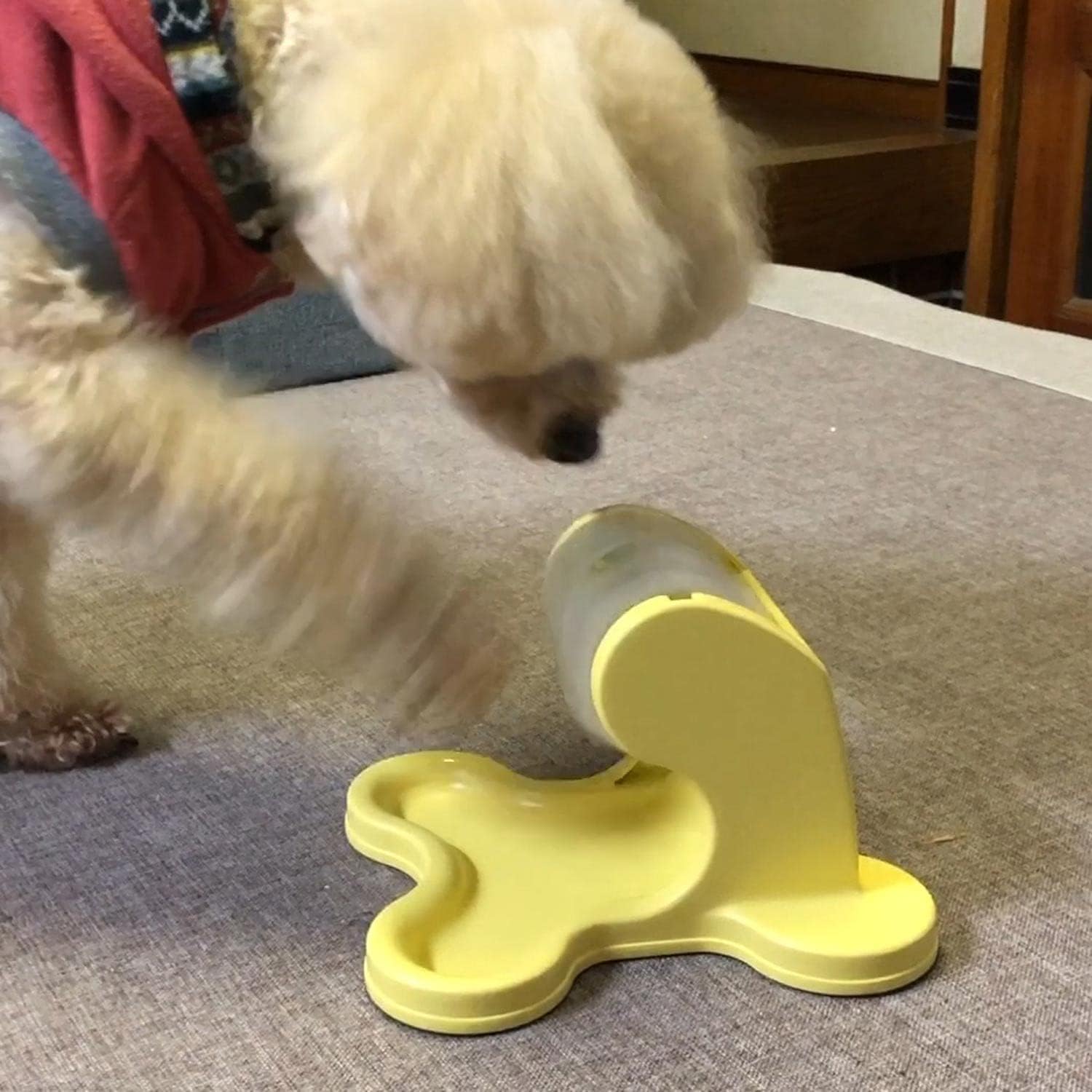 Detalle de ドギーマン わんこのでるでる自飯器 犬用食器玩具、フード穴6種類調整