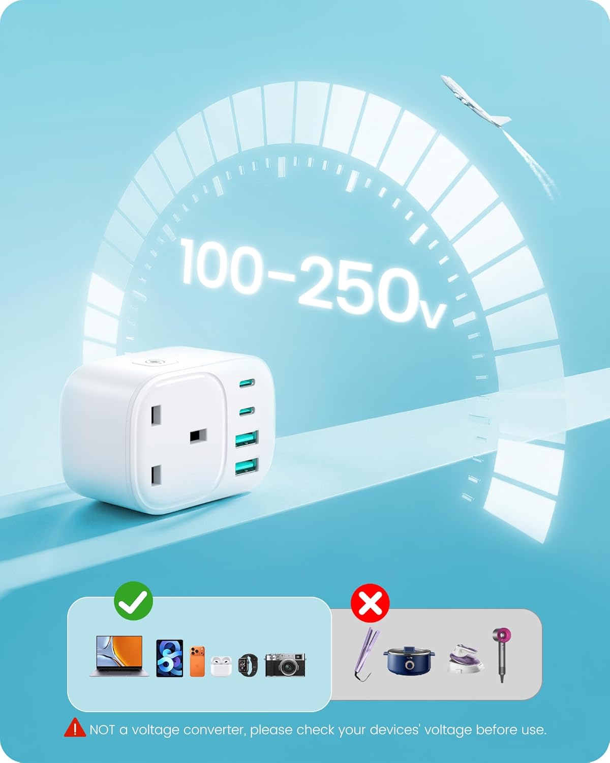 Detalle de LENCENT Worldwide Travel Adapter Set Type A, B, C, D, I, M – 6 Plug Universal Power Outlet