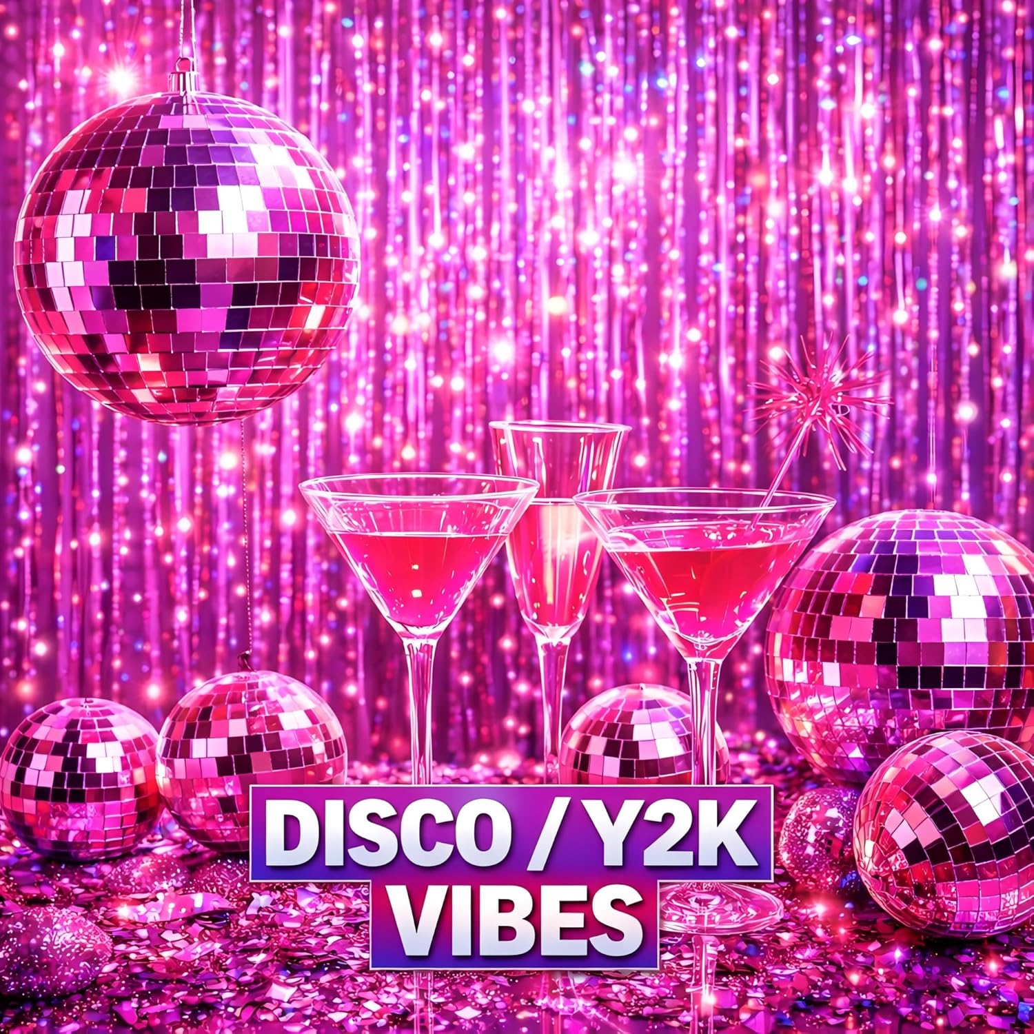 Detalle de Melsan 3-Pack Tinsel Fringe Curtain Backdrops for Easter, Pinkish Purple (Photo Booth & Party Decor)