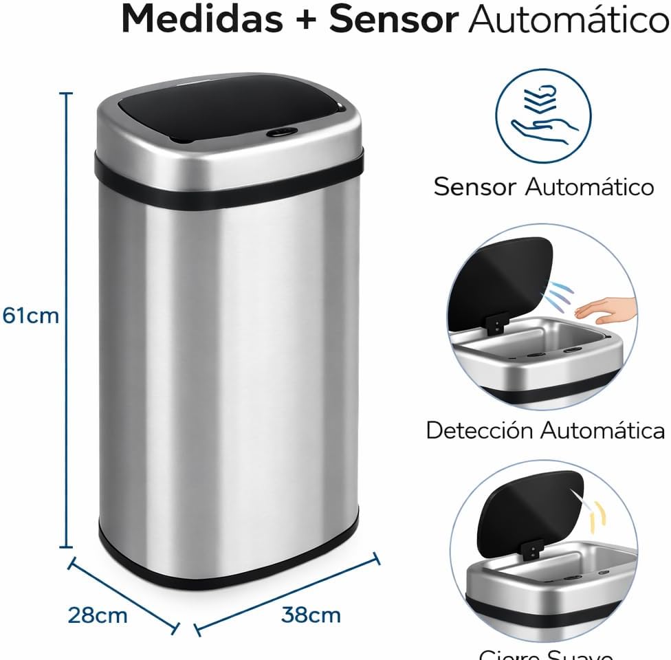 Detalle de Cubo de Basura Automático 50L Sensor Sin Contacto