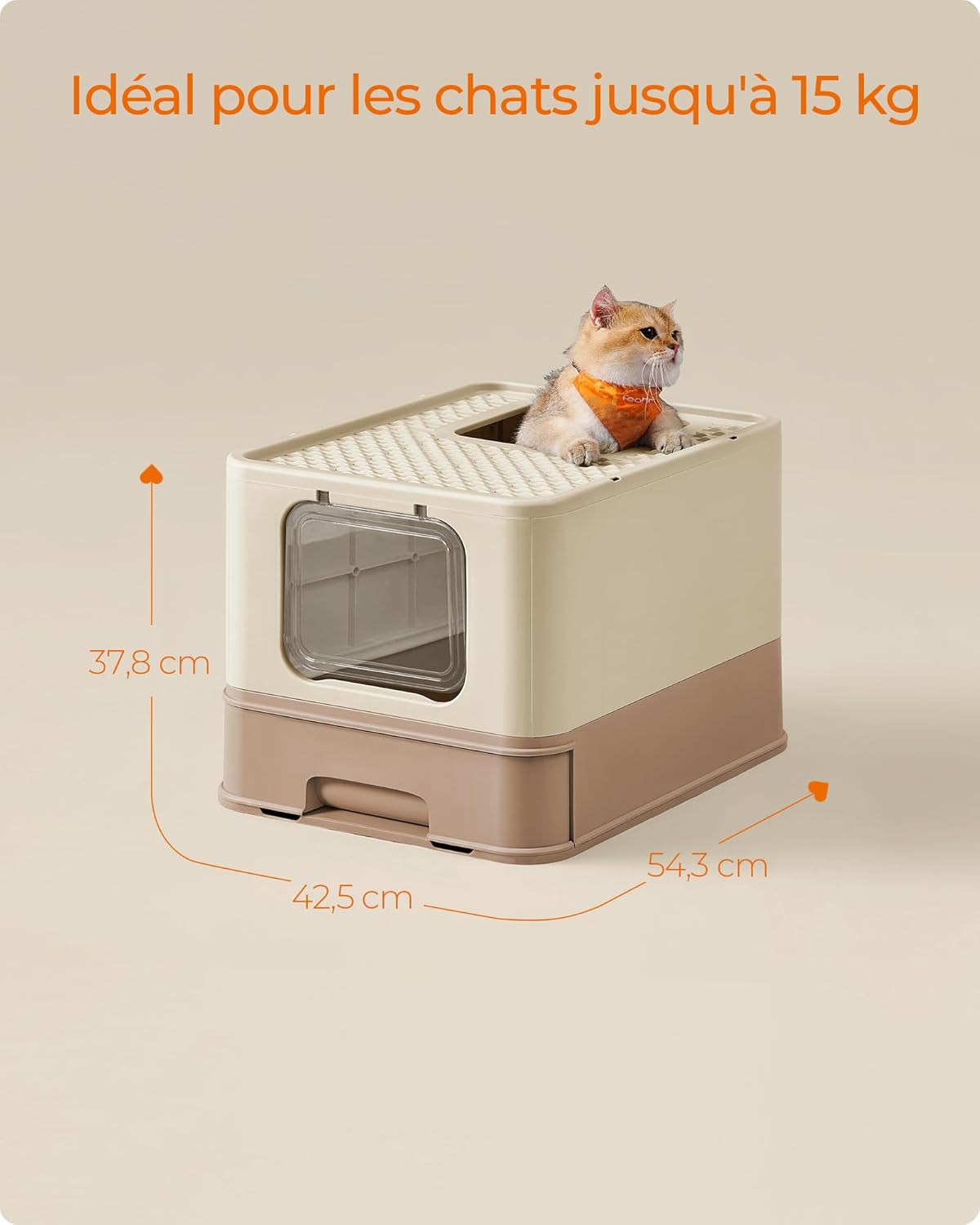 Thumbnail 6 de Feandrea Bac à Litière Fermé pour Chat — Maison de Toilette avec Plateau Amovible et Accessoires (Grand Chat) PPT001LJ02