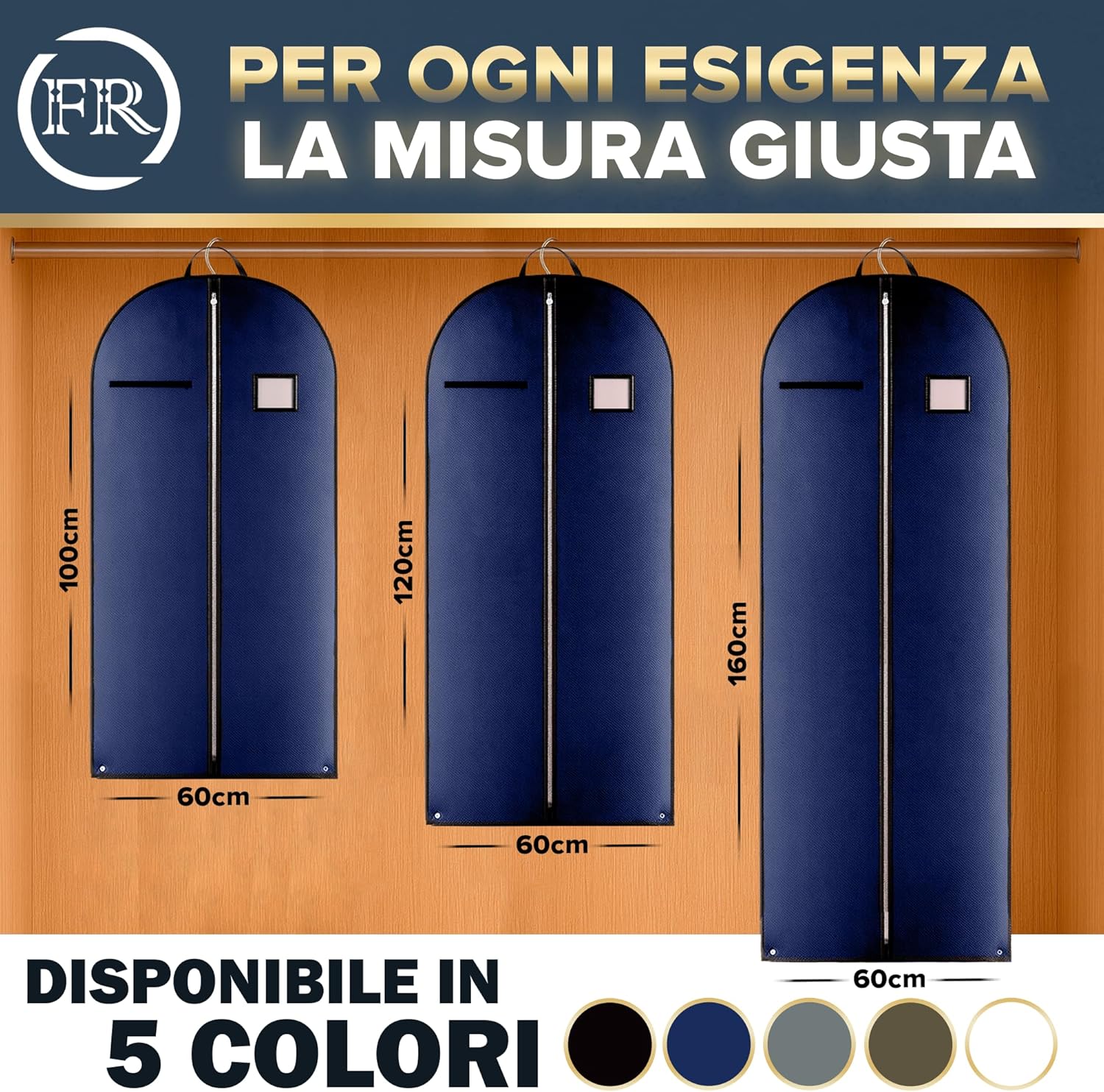 Thumbnail 2 de FiRiO 2 x Borsa Porta Abiti da Viaggio Pieghevole: protezione alta qualità per abiti e camicie, 120x60 cm
