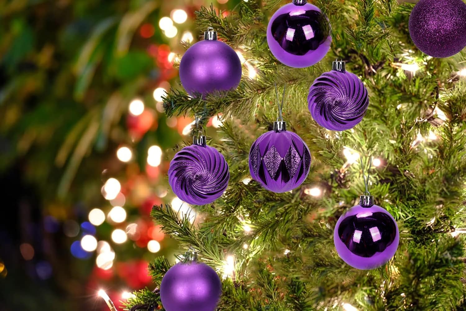 Thumbnail 4 de Oairse 6cm Purple Christmas Baubles — 30 Shatterproof Ornaments for Tree, Wreaths and More
