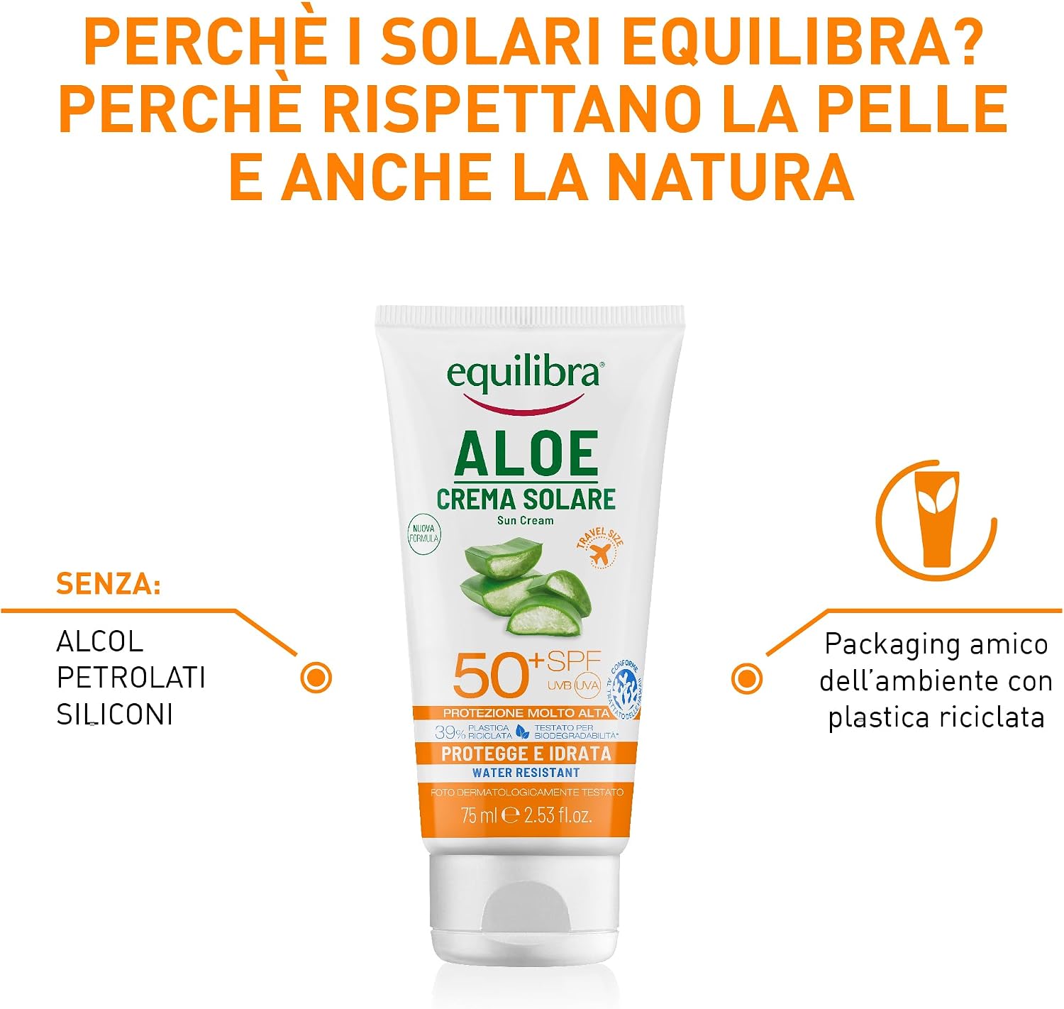 Thumbnail 2 de equilibra Solari Aloe Crema Solare SPF 50+ Travel Size 75ml: protezione alta per pelli delicate, con Aloe Vera e oli naturali