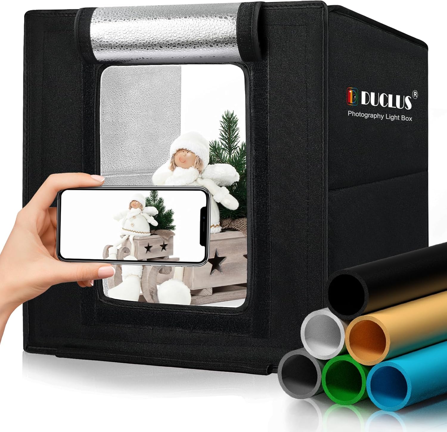 DUCLUS Light Box Photography 25cm mini photo studio kit with 104 dimmable LED lights