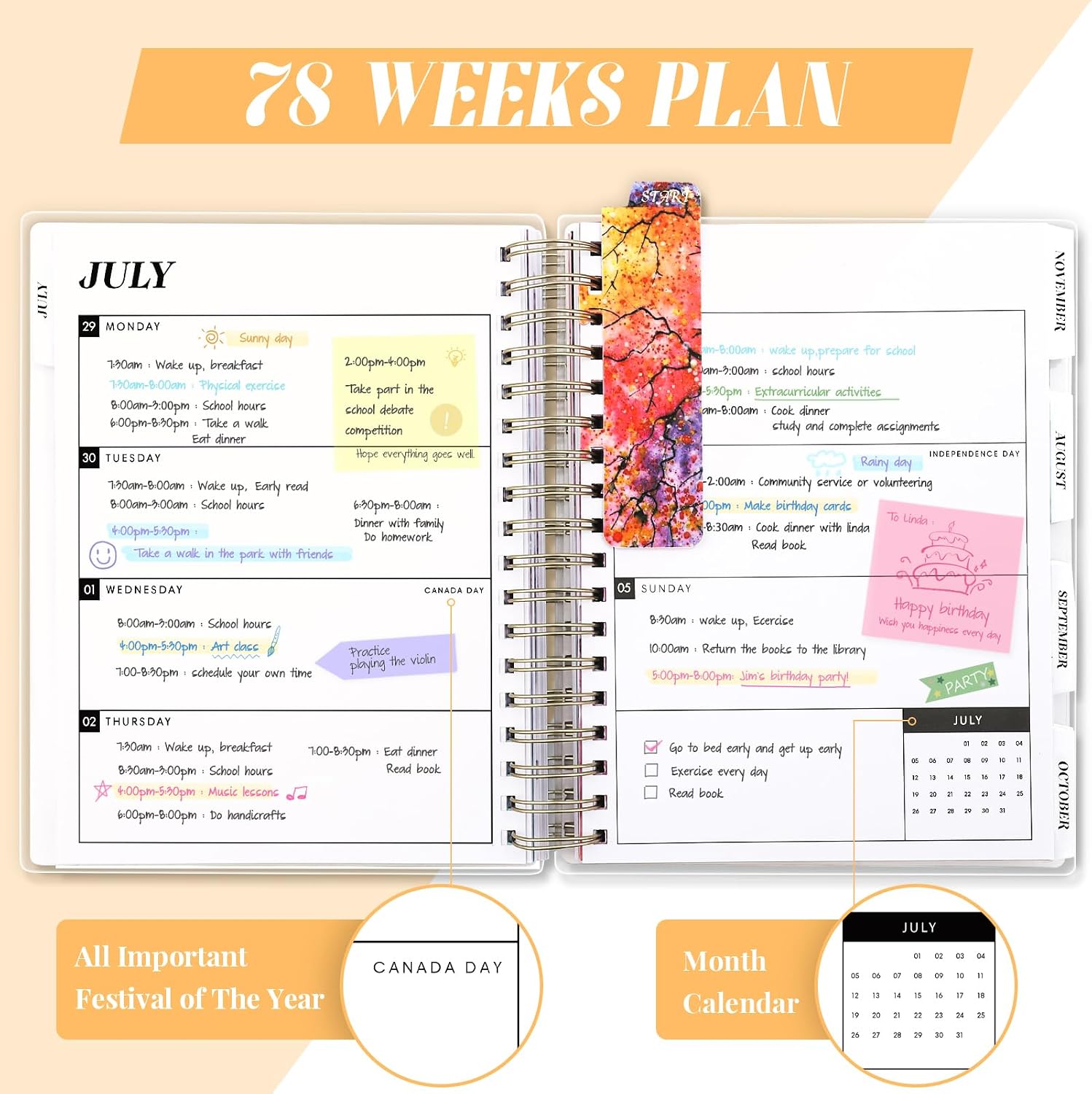 Detalle 1 de montcool MCOPAPAT2407 2026–2027 Academic Planner, 18-Month Weekly and Monthly