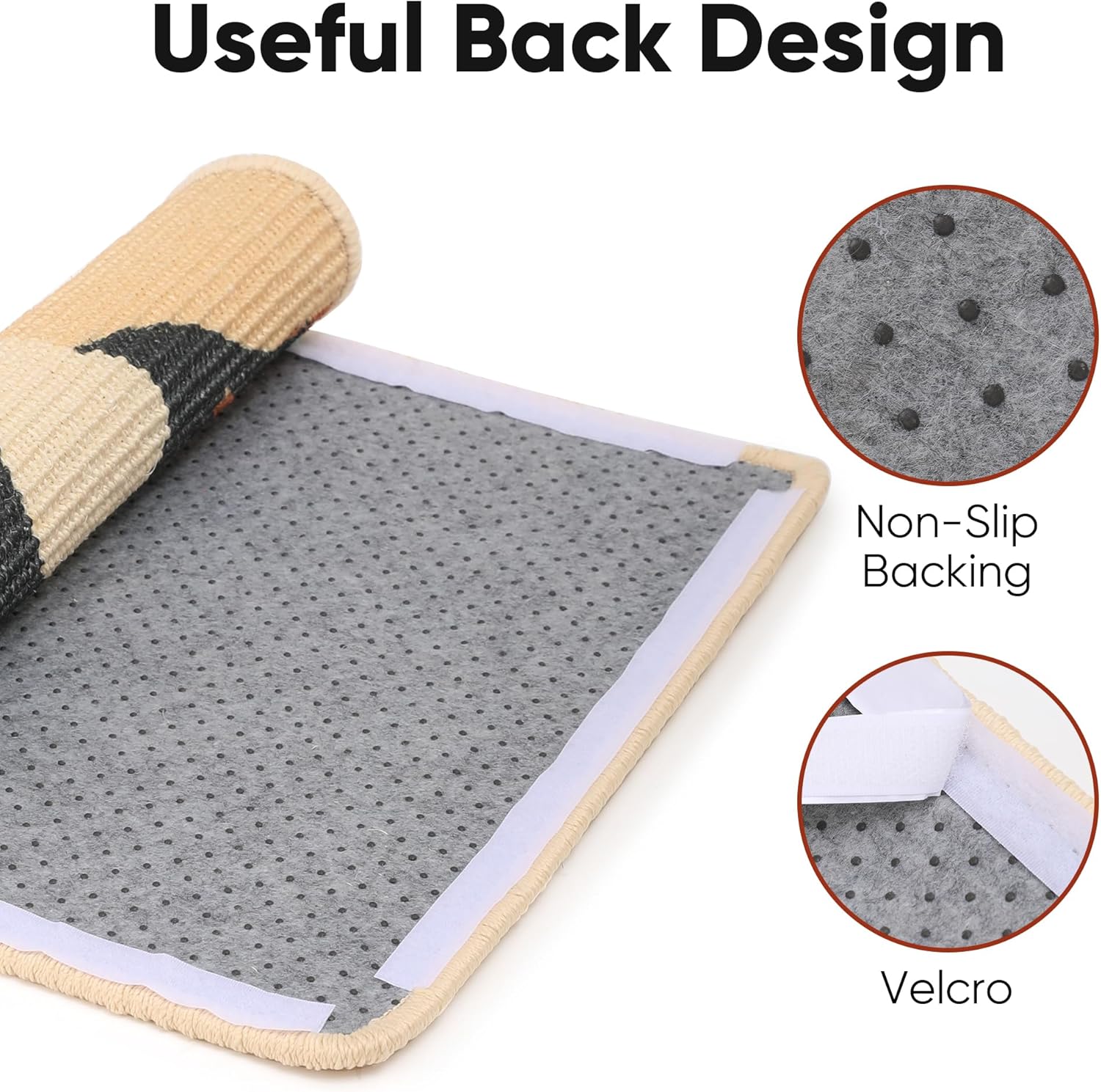 Thumbnail 3 de Tapis griffoir FUKUMARU en sisal naturel 60 x 40 cm pour chat (intérieur) avec bandes adhésives