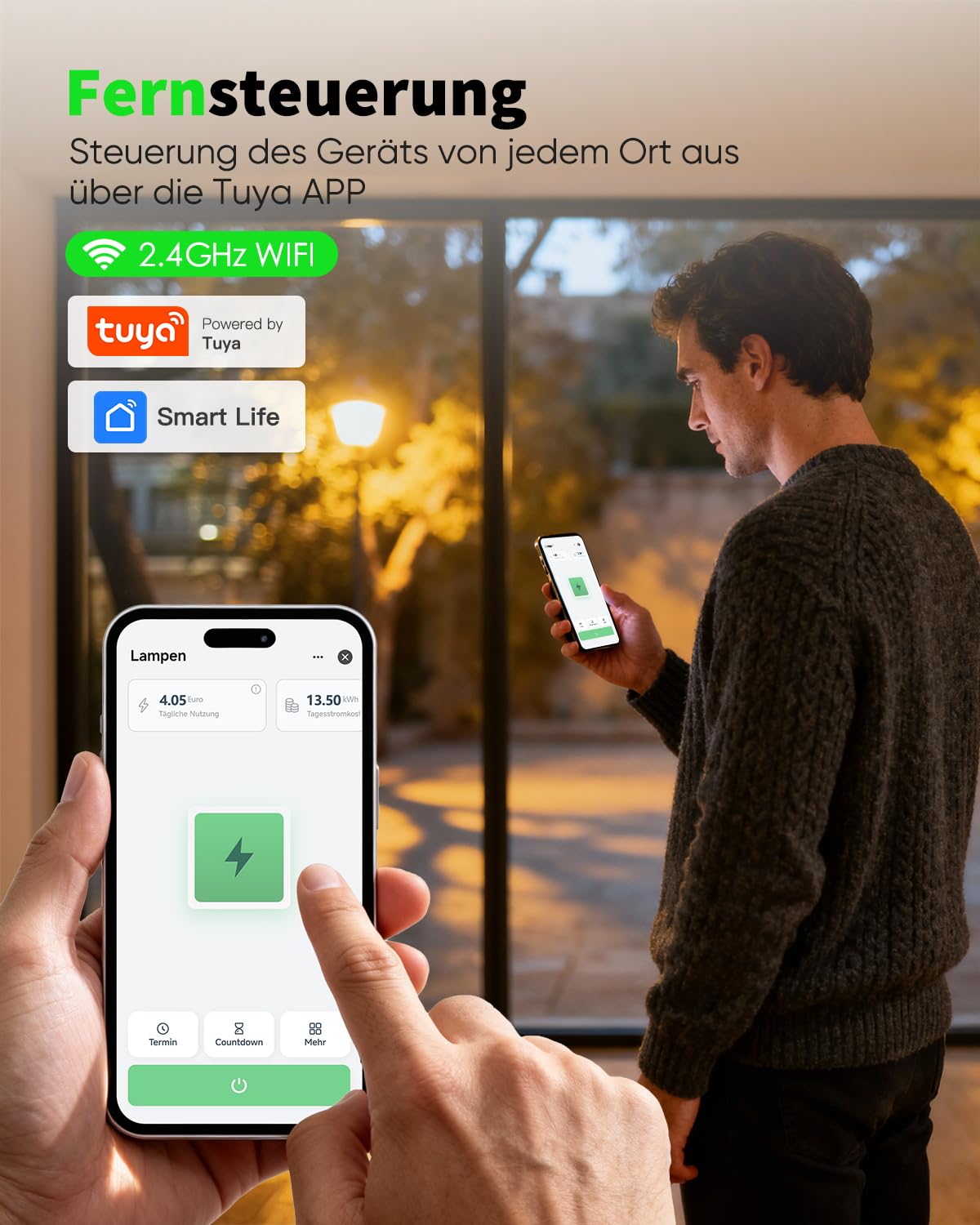 Thumbnail 3 de GreenSun WLAN Steckdose Outdoor 2er – Zeitschaltuhr mit Strommessung, IP44, 16A/3680W