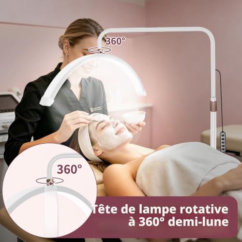 Detalle de Diesisa Lampe Demi-Lune pour Extensions de Cils – Lumière réglable, rotation à 360° et support smartphone