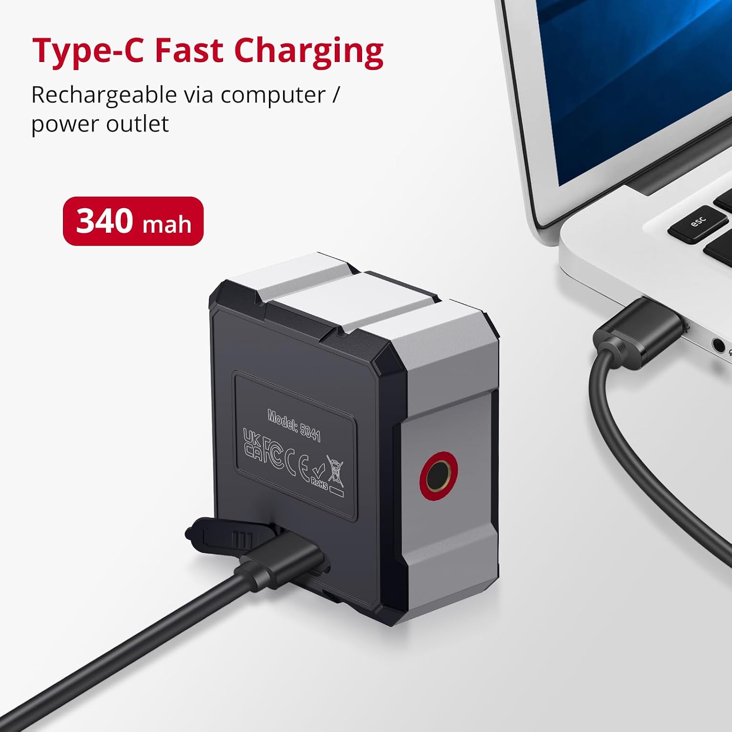 Detalle de XUNTOP XOP007 digitale inclinometer met laser, 4 magnetische zijden en USB-C