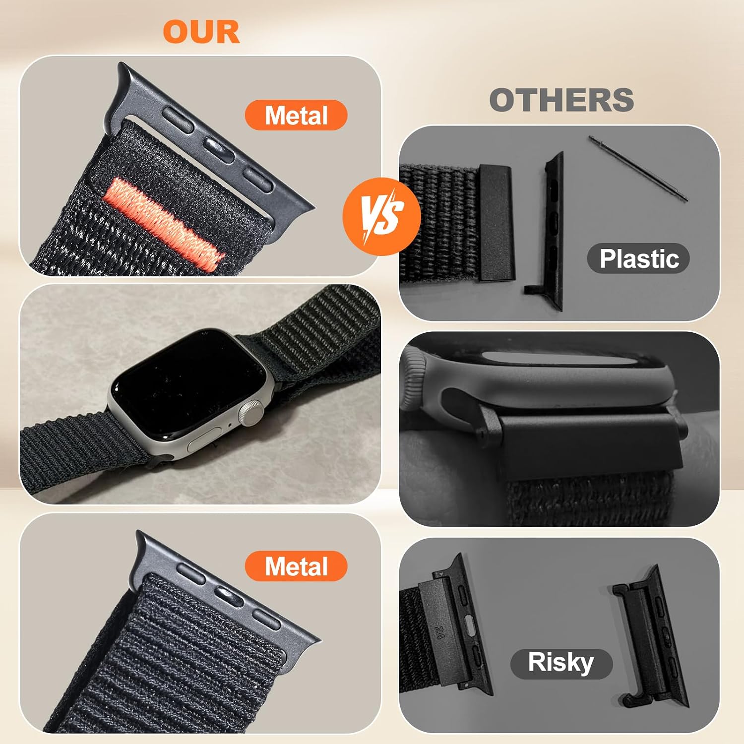 Detalle de OMECKY Sport Band for Apple Watch (46mm/44mm/49mm) Nylon Stretchy Loop — Breathable, All-Day Comfort