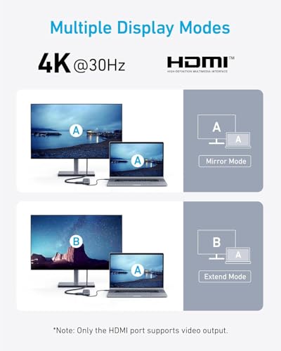 Detalle de Anker USB-C Hub (5-in-1) – USB-C to HDMI Hub with 4K Display, 85W PD Pass-Through