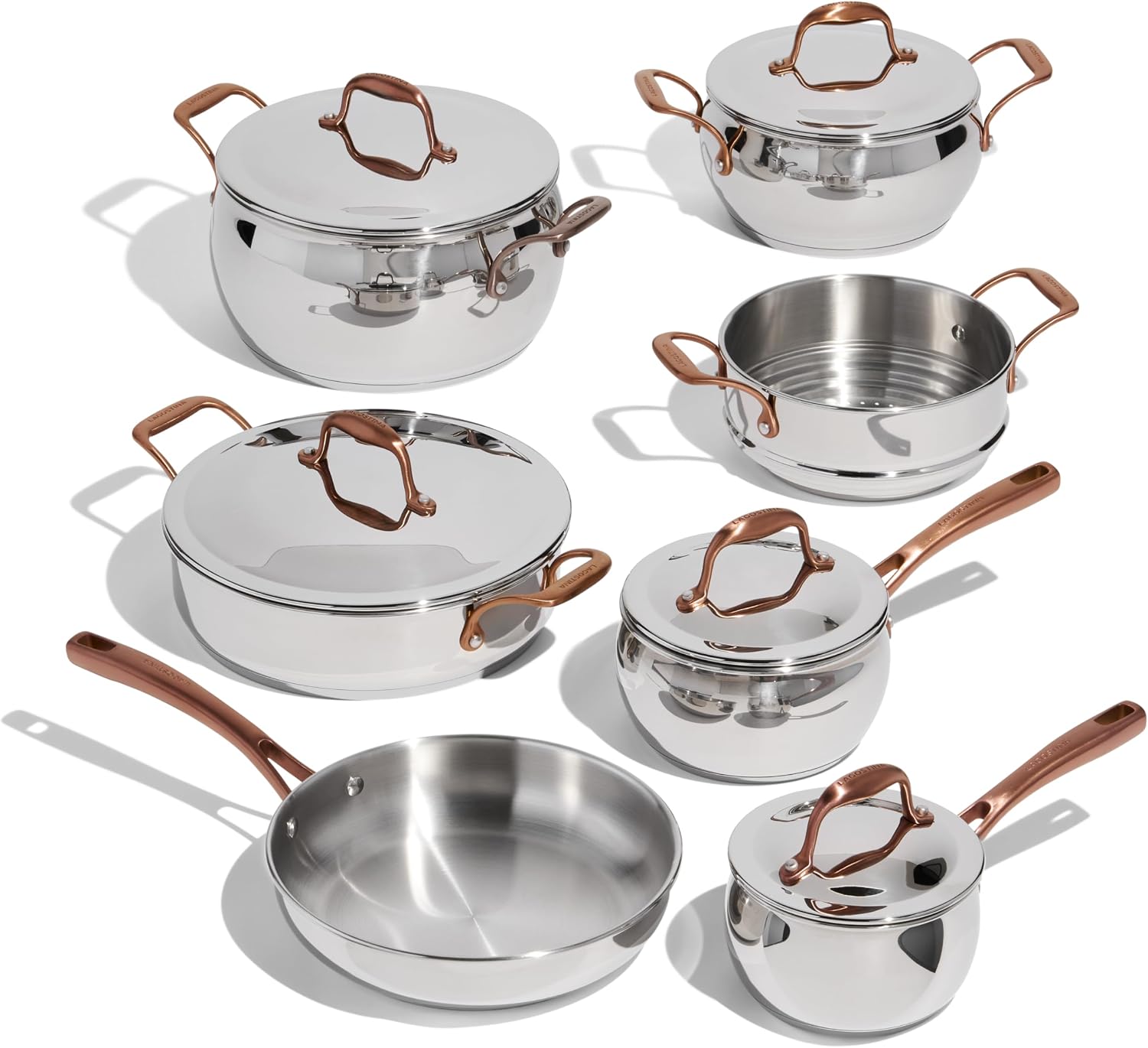 Detalle de Lagostina L415629612 Bronzeo 12-Piece Stainless Steel Cookware Set