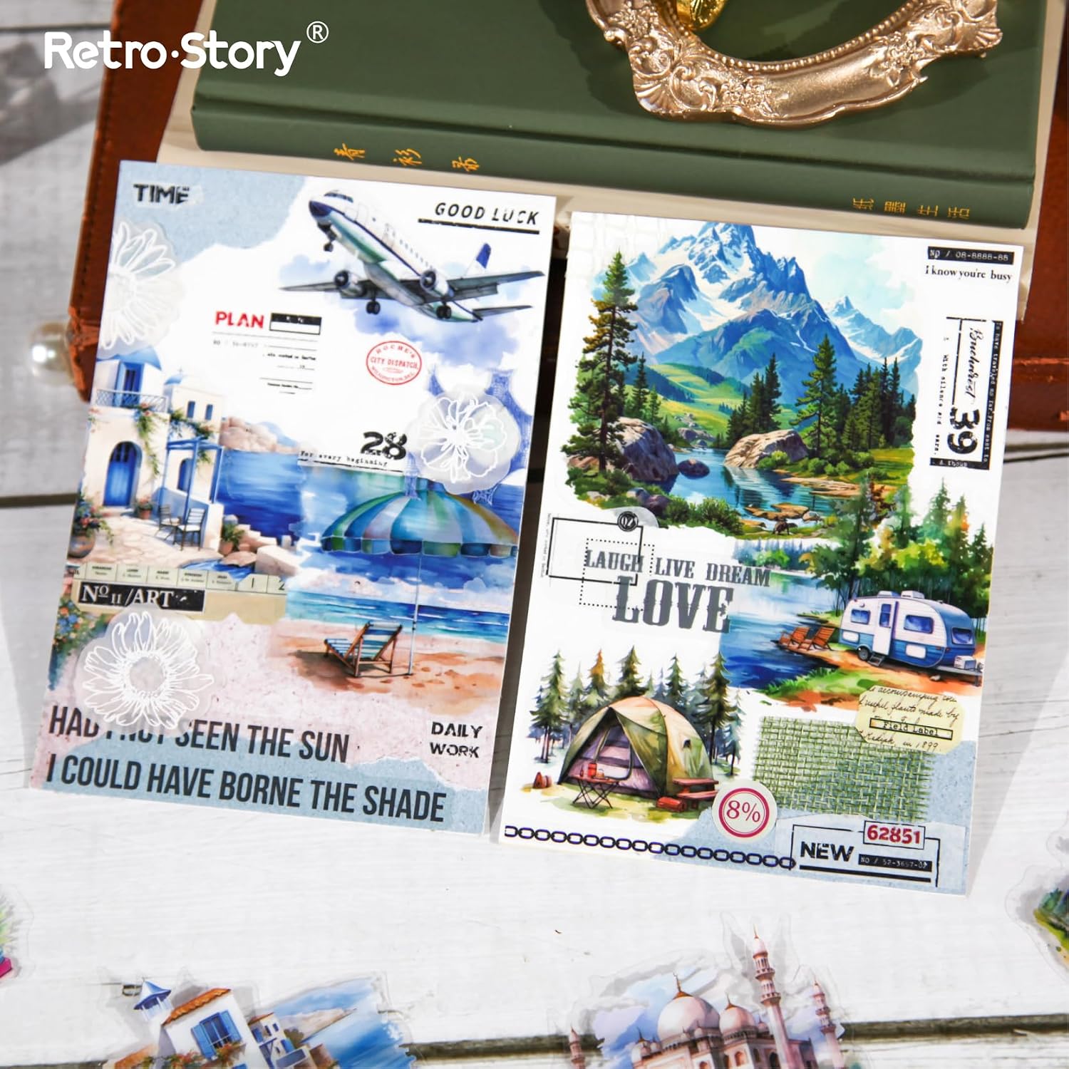 Thumbnail 5 de Alideco 180pcs Scrapbook Stickers – Vintage Scenic Collection (PET, 180pcs)