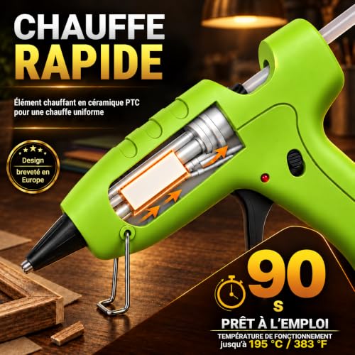Detalle de RUNSAI Pistolet à Colle Chaude Électrique 30W avec 30 Bâtons 7mm