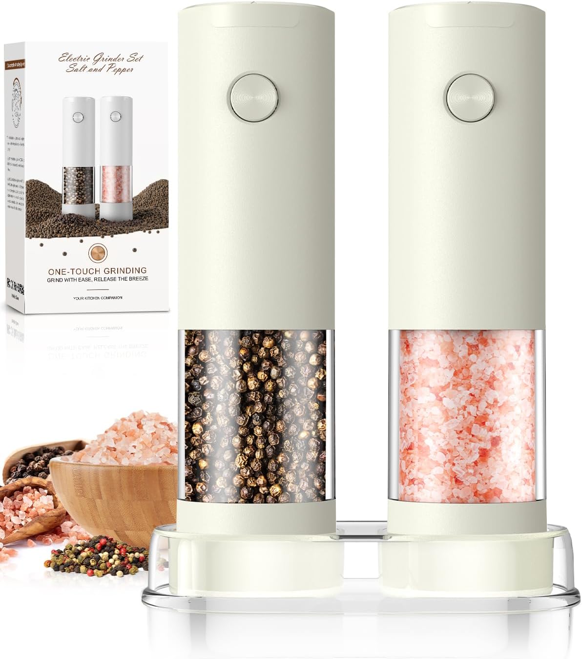 Detalle de Electric Salt and Pepper Grinder Set with 5 Grind Settings