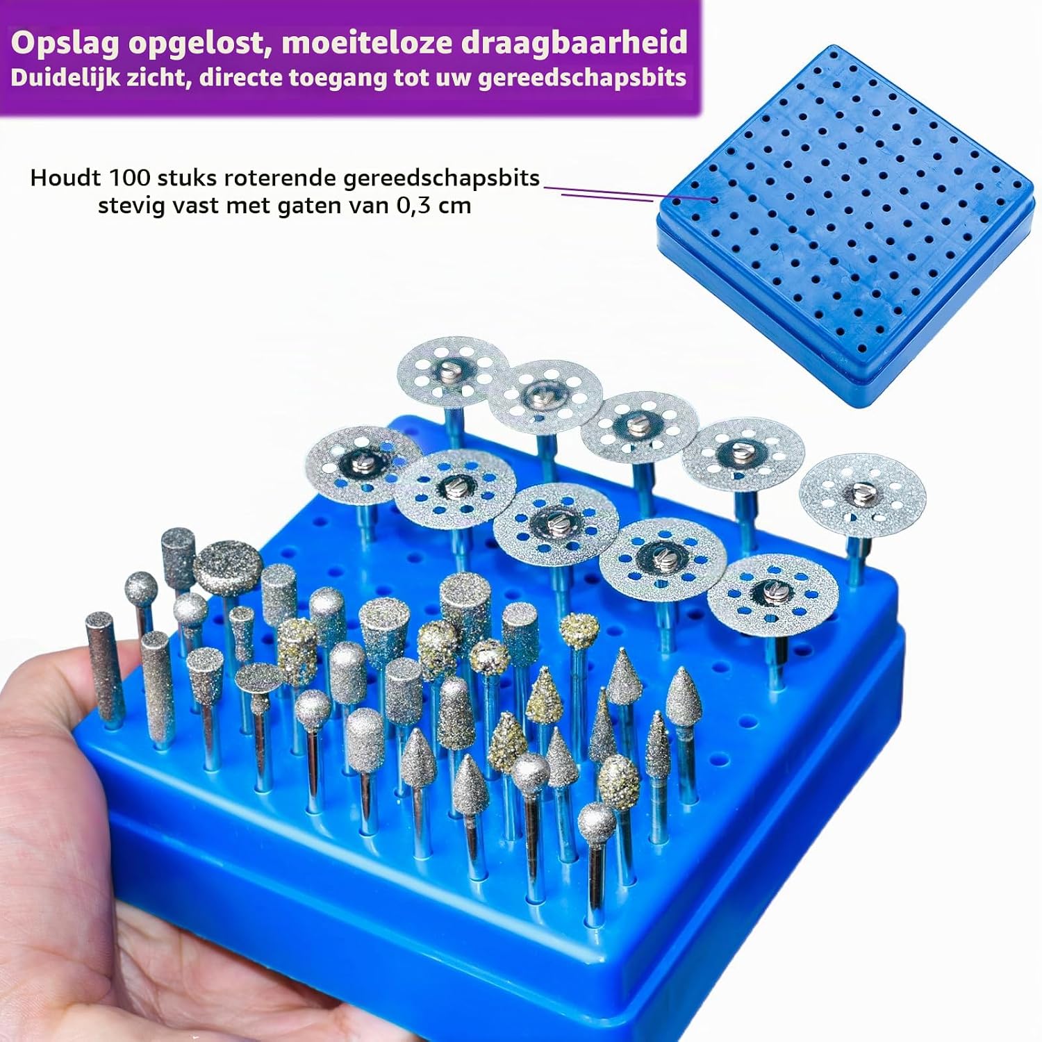 Detalle de YURINWOO 32-delige diamantfreesset voor Dremel-4, met 3 mm schacht
