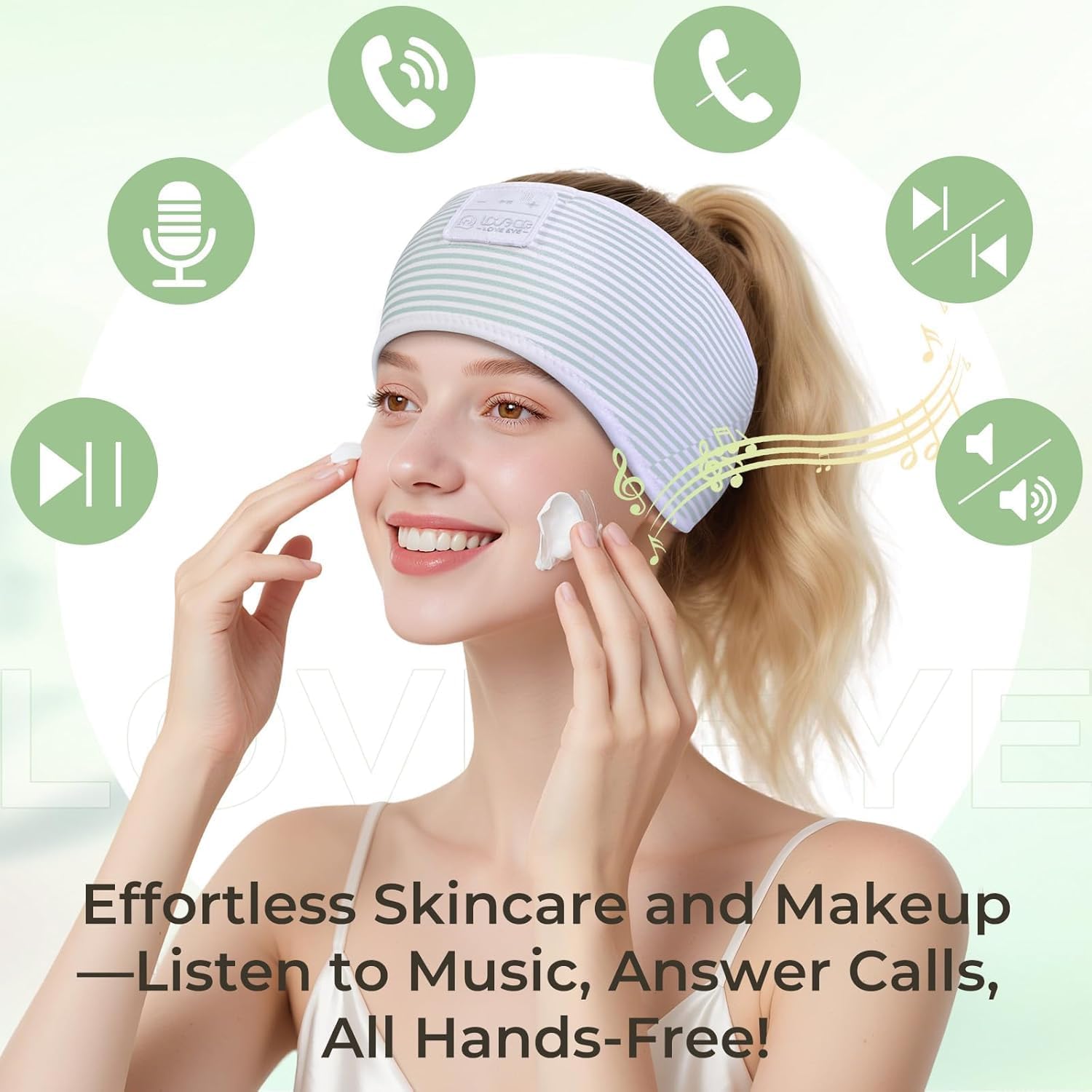 Thumbnail 1 de LOVE EYE Sleep Headphones Headband: Striped Soft Skin-Friendly Headband with Thin HD HiFi Bluetooth Speakers