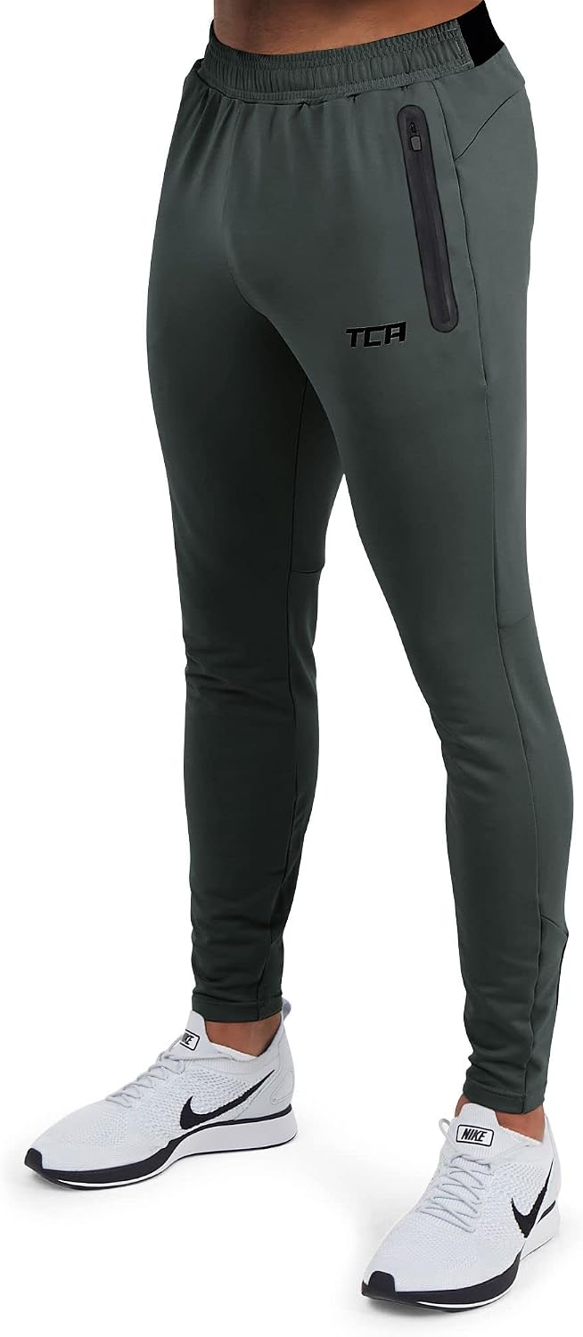 Detalle de TCA Uomo Rapid Pantaloni Tuta da Corsa con Tasche a Zip – Pantalone Sportivo Slim Fit