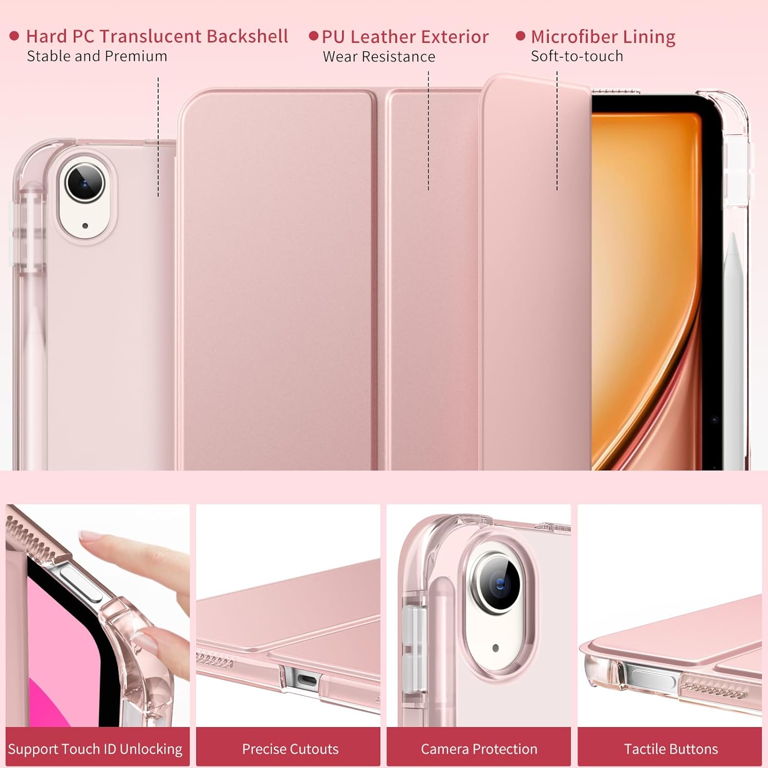 Thumbnail 2 de MoKo iPad Air 13-Inch Case (M4/M3/M2) 2024–2026 with Pencil Holder, Rose Gold