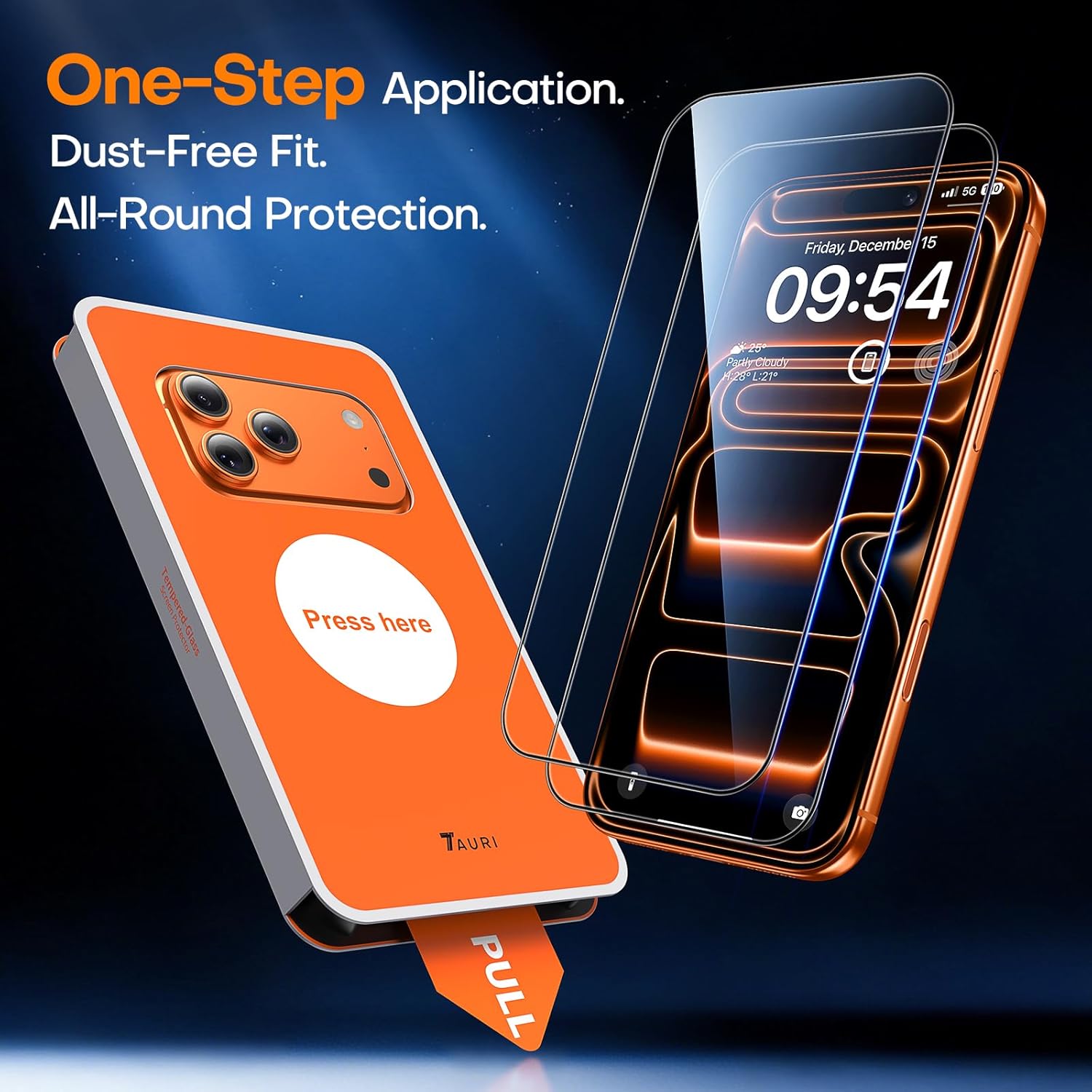 Thumbnail 3 de TAURI Designed for iPhone 17 Pro screen protector – 2-pack 9H tempered glass + dust-free installation tool