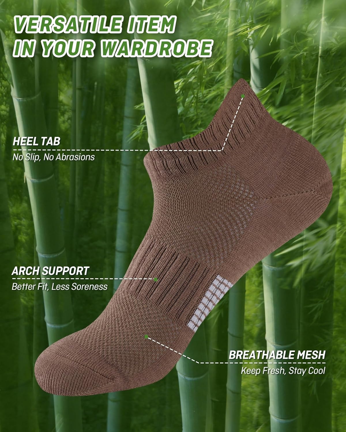 Detalle de inaWarm Bambus Sneaker Socken Damen – 6 Paar, atmungsaktive Kurzsocken im Geschenkset (Größen 35–38 & 39–42)
