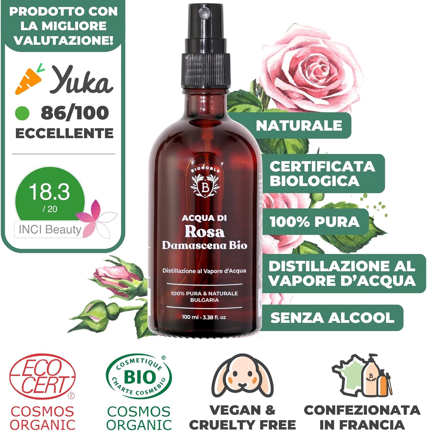 Detalle 2 de BIONOBLE Acqua di Rose Spray Bio 100 ml