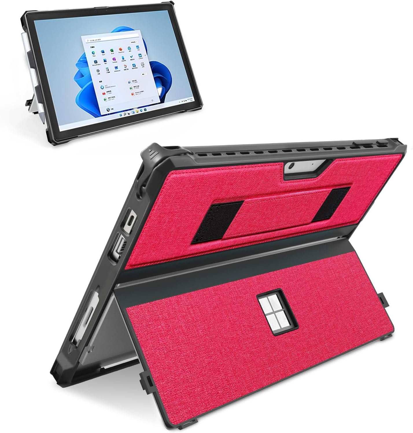 Detalle de SSS·GRGB Protective Case for Microsoft Surface Pro 7+/7/6/5/4/Pro LTE 12.3-Inch – Slim Rugged Cover with Hand Strap (Red)
