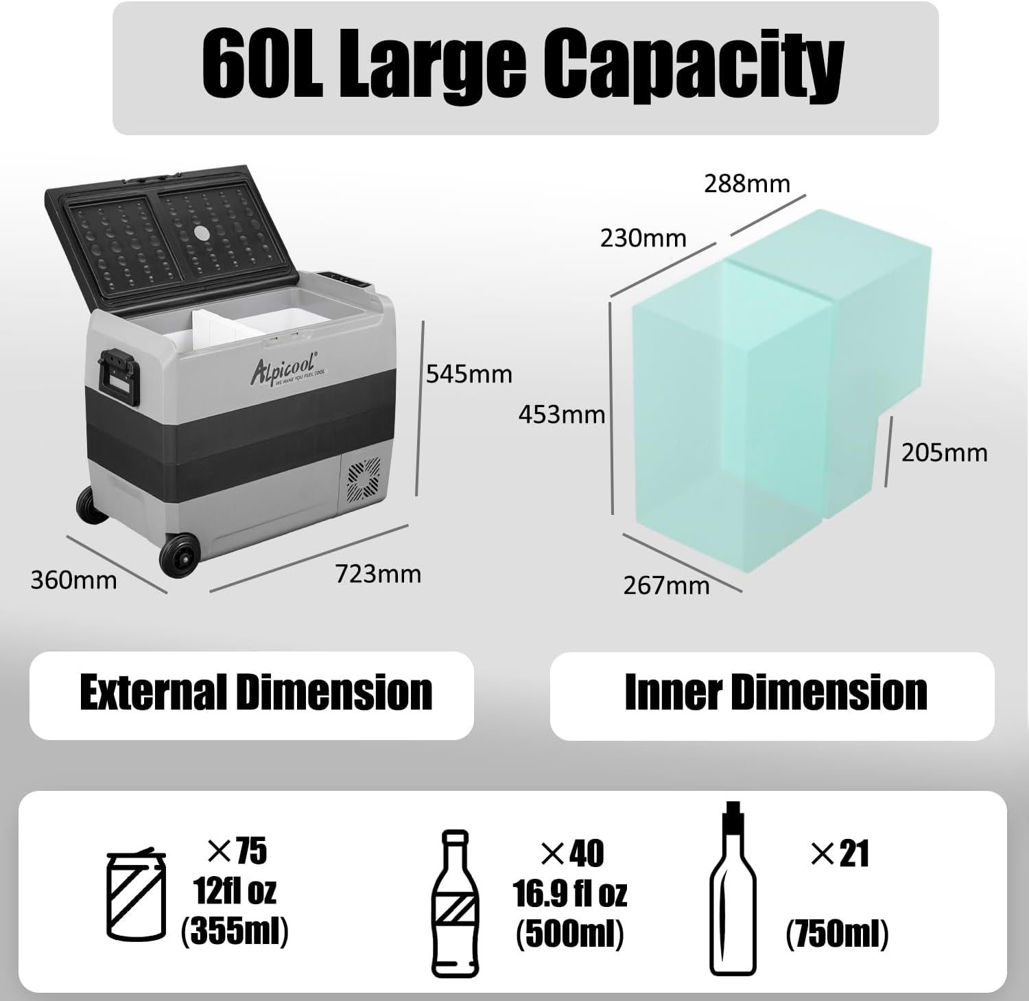 Thumbnail 5 de Alpicool T60 60L Portable Car Fridge