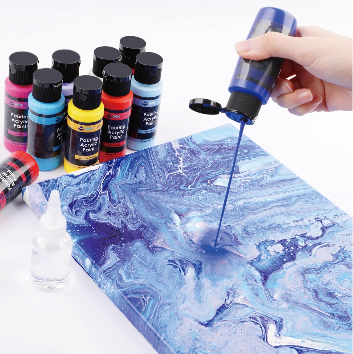 Thumbnail 2 de Kit de peinture acrylique à couler INK LAB – 35 couleurs prêt à verser (60 ml chaque)