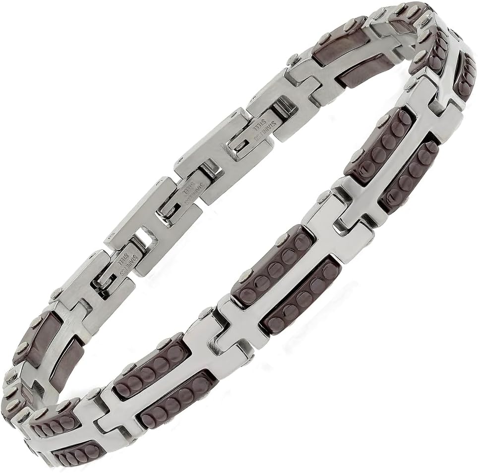 Thumbnail 5 de Bracciale uomo in acciaio inox 316L con trattamento PVD – 23 cm, regolabile e confezione regalo | 10:10