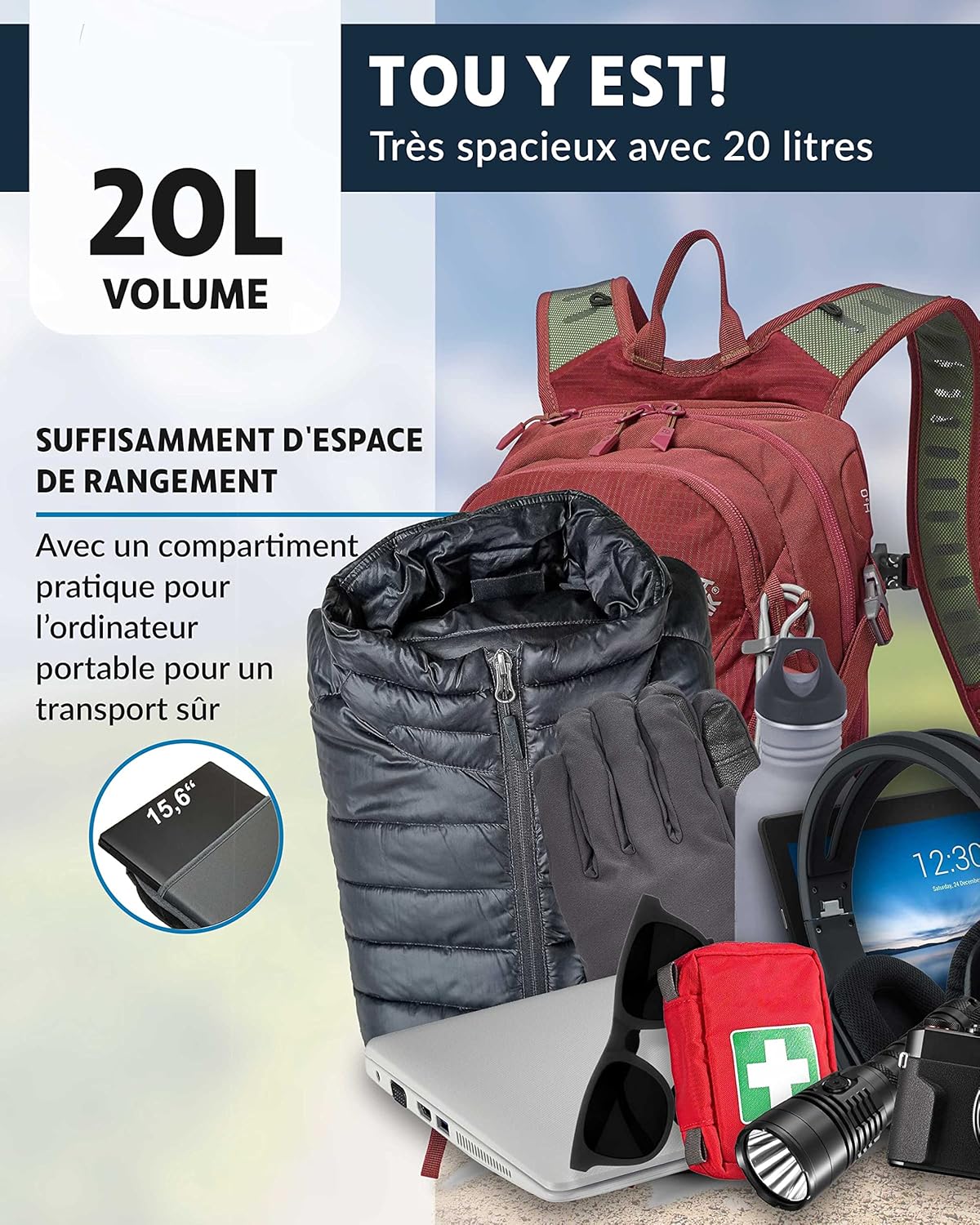 Thumbnail 6 de Terra Peak® Sac à dos de randonnée 20L ACTIVE 20 — polyvalent et respirant pour homme et femme